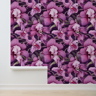 Papier Peint Iris Fleur Violet Rose Décolle et Colle