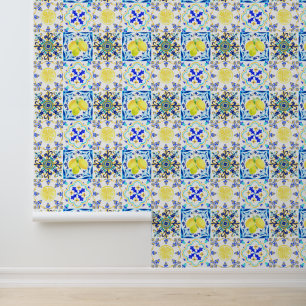 Papier Peint Italien Majolica Style Citron Carrelage Motif