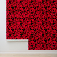 Jacquard Black sur Red Raven Gothic Home Décor