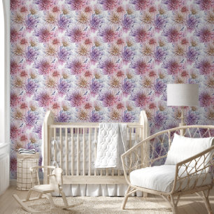 Papier Peint Jardin de campagne aquarelle fleurs florales motif