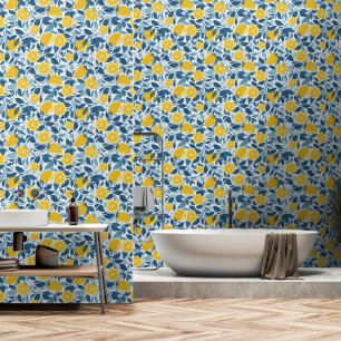 Papier Peint Jardin de citron vert - Jaune clair et bleu