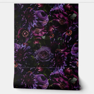 Papier Peint Jardin de Mauve violette opulent noir du Grand mil