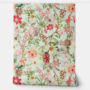 Papier Peint Jardin de perroquets Vintages tropicaux Chinoiseri