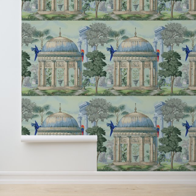 Papier Peint Jardin du Temple grec antique Macaw Bird Pixie Gre (Application)