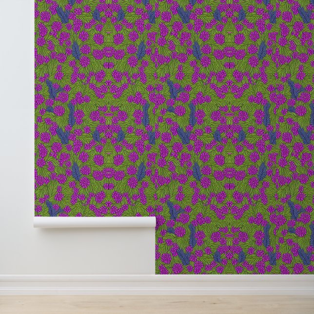 Papier Peint Jardin Lilac Vibrant : Motif Imaginaire Floral (Application)