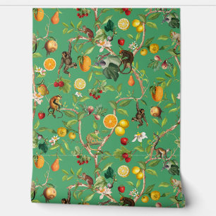 Papier Peint Jardin tropical Vintage de singes Chinoiserie