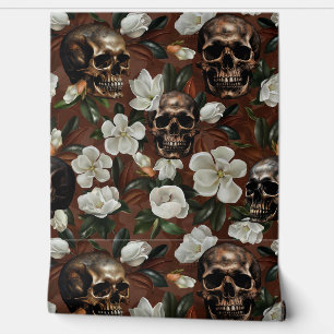 Papier Peint Jardin vintage Mystique Du Crâne Et De La Camellie