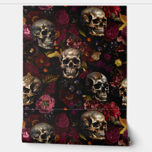 Papier Peint Jardin Vintage Mystique Noir Et Roses Rouges