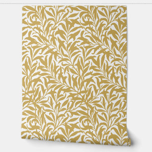 Papier Peint Jaune Moutarde et Branche de Saule Blanc