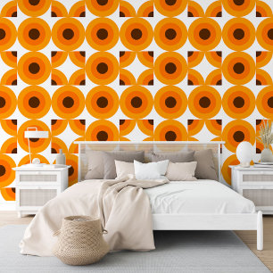 Papier Peint Jaune orange foncé Brown rond cercles Art Motif