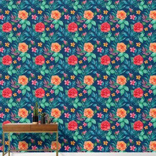 Papier Peint Jaune rouge rose dans la marine