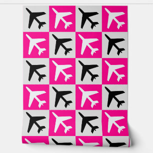 Papier Peint Jets volants de l'aviation géométrique rose