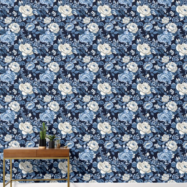 Papier Peint Joli carrelé bleu rose blanche motif (Couloir)