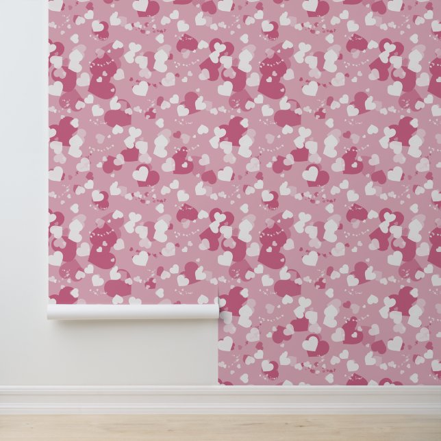Papier Peint Joli Coeur d'amour rose (Application)
