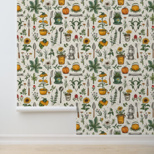 Papier Peint Joli jardin vintage carrelé motif