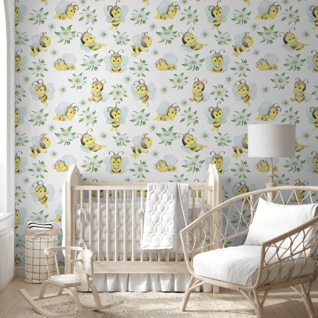Papier Peint Joli Jouer Bee Daisy Peel Et Stick Nursery (Enfants)