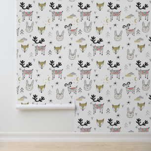Papier Peint Joli Motif animal de bois