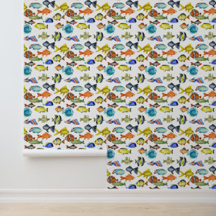 Papier Peint Joli motif carrelé pour les amateurs de poissons d