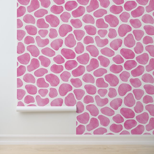 Papier Peint Joli Motif de girafe rose et blanche (Application)