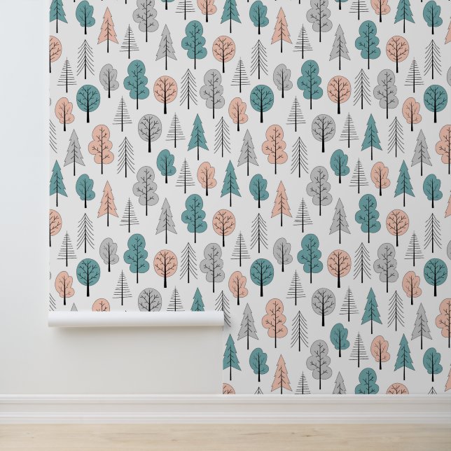 Papier Peint Joli Motif de la forêt de gribouillis (Application)