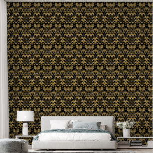 Papier Peint Joli noir or art Déco carrelé motif