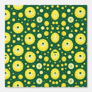 Papier Peint Joli soleil souriant et Motif de fleurs