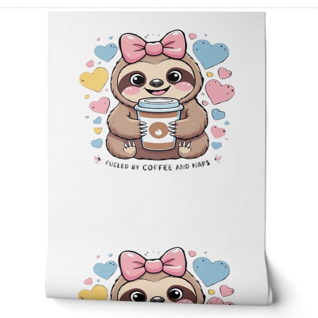 Papier Peint Jolie chemise de l'amoureux de café Sloth - Drôle  (Déroulement)