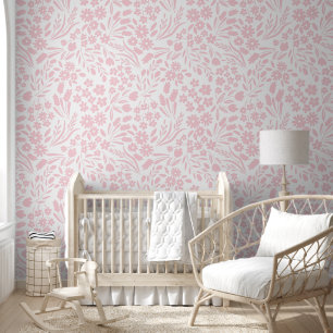 Papier Peint Jolie salle pour enfants Fleur sauvage rose