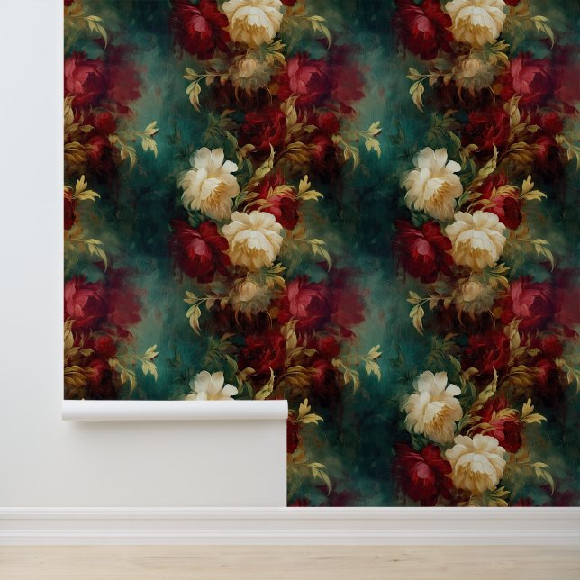 Papier Peint Jolies fleurs rouges blanches (Application)