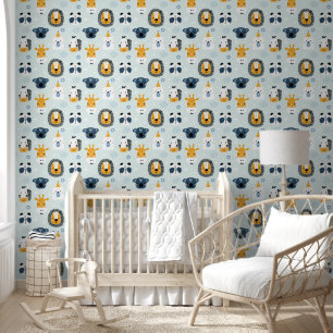Papier Peint Jolis visages d'animaux de safari scandinaves pour