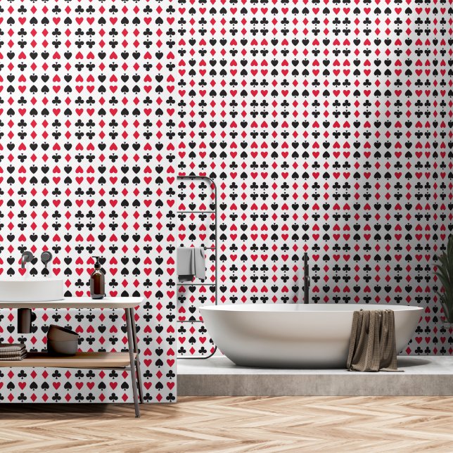 Papier Peint Jouer carte symbole coeur club spade ace motif (Salle de bain)