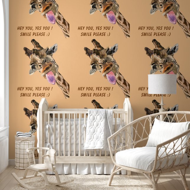 Papier Peint Jouer Giraffe Texte personnalisé amusant (Enfants)