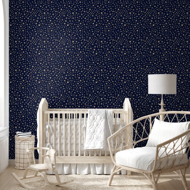 Papier Peint Jouer Golden Stars Midnight Sky (Enfants)