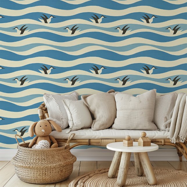 Papier Peint Jouer Pingouin Ocean Waves Peel & Stick (Créateur téléchargé)