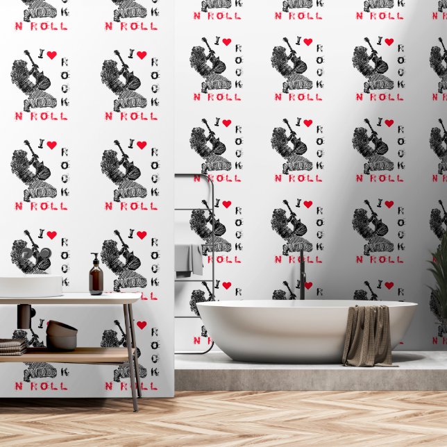 Papier Peint Joueur de guitare Rock and Roll (Salle de bain)
