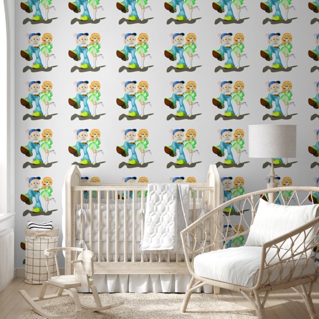 Papier Peint Joyeux mignon couple (Enfants)