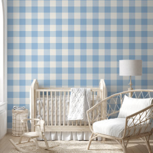 Papier Peint Jumbo Buffalo Check Plaid Sky Blue n Off White