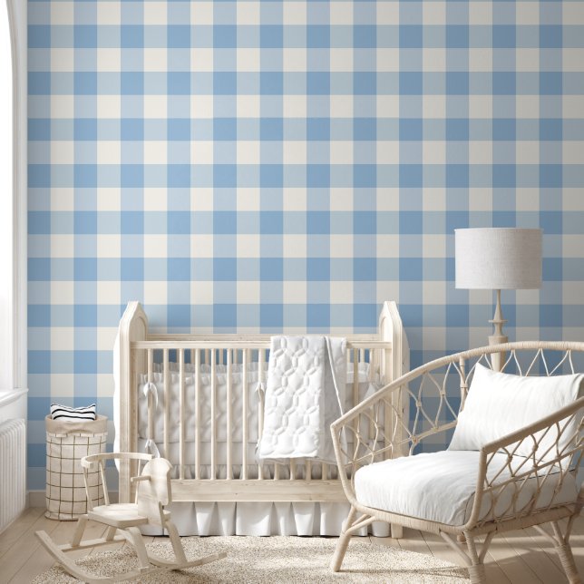 Papier Peint Jumbo Buffalo Check Plaid Sky Blue n Off White (Enfants)