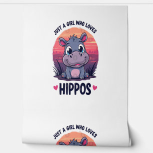 Papier Peint Juste une fille qui aime les hippopotames - Bébé m
