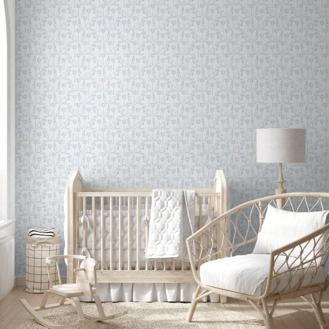 Papier Peint Kangaroo Blue Line Art Baby Room (Enfants)