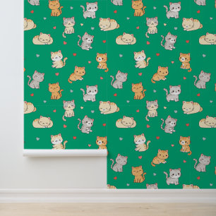 Papier Peint Kawaii Chibi Chats et Coeurs Fond d'écran
