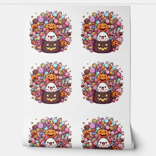 Papier Peint Kawaii Halloween Candy mignonne Fantôme Citrouille
