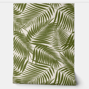 Papier Peint Kona Palms Hawaiian Tropical Leaf - Olive foncé