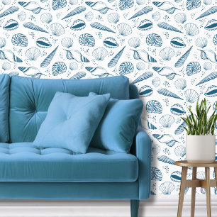 Papier Peint La plage de Sea Shell bleu