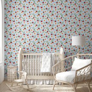 Papier Peint Ladybug Daisy Girl's Nursery Bedroom Blue