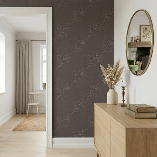 Papier Peint Laine Moderne Florale Élégante Gris Foncé