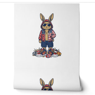 Papier Peint Lapin de Pâques patriotique Vintage Vector Shirt_1