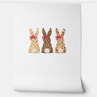 Papier Peint Lapin léopard de Pâques coquette bow fille femmes