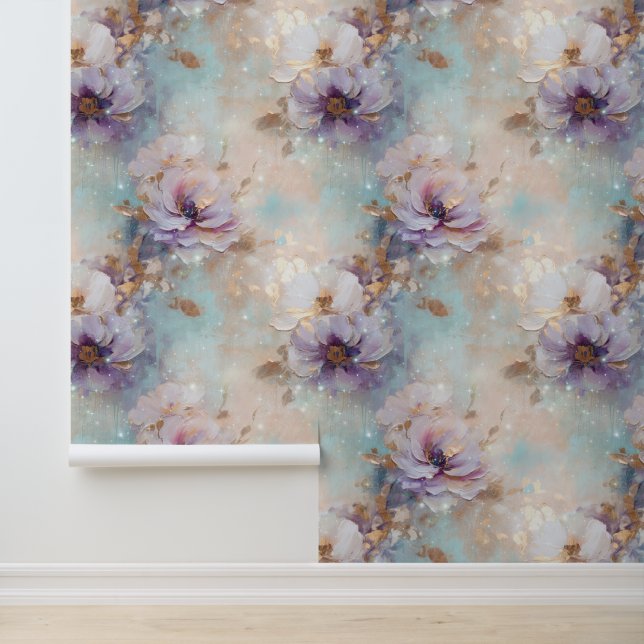 Papier Peint Lavande bleu or violet floral (Application)