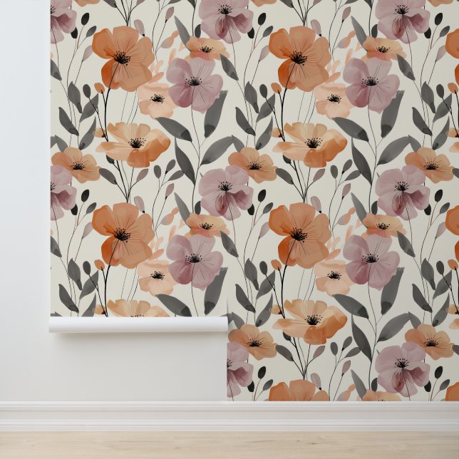 Papier Peint Lavande de terre Abstraite Florale moderne (Application)